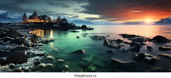 Tranquil Evening by the Rocky Coast