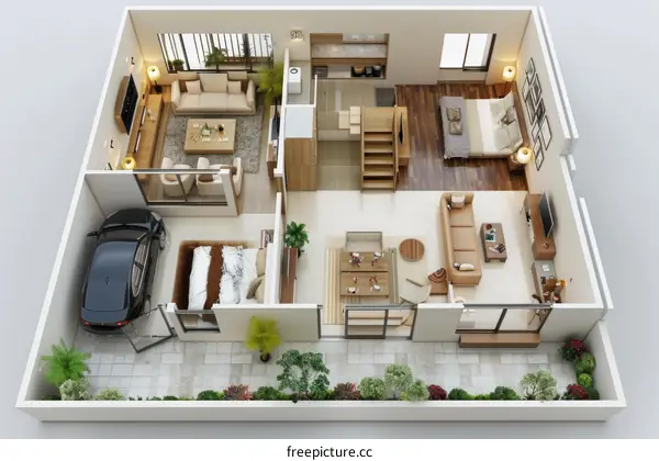 Modern House Floor Plan Design Illustration