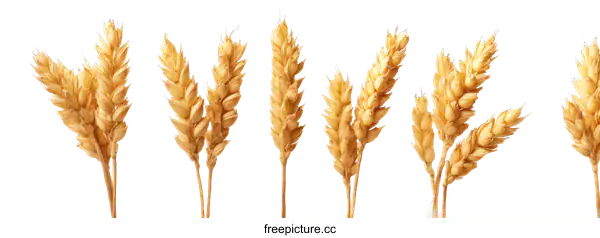 [Transparent Background PNG]Golden Wheat Ears Against White Background