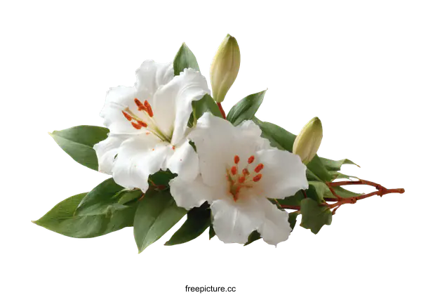 [Transparent Background PNG]Delicate White Lily Bouquet on White Background