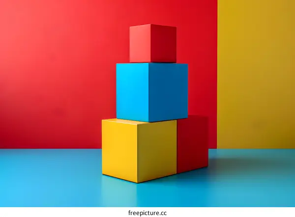 Four blocks stacked in a pyramid shape