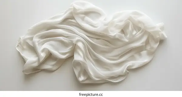 White Silk Fabric Draped On A White Background