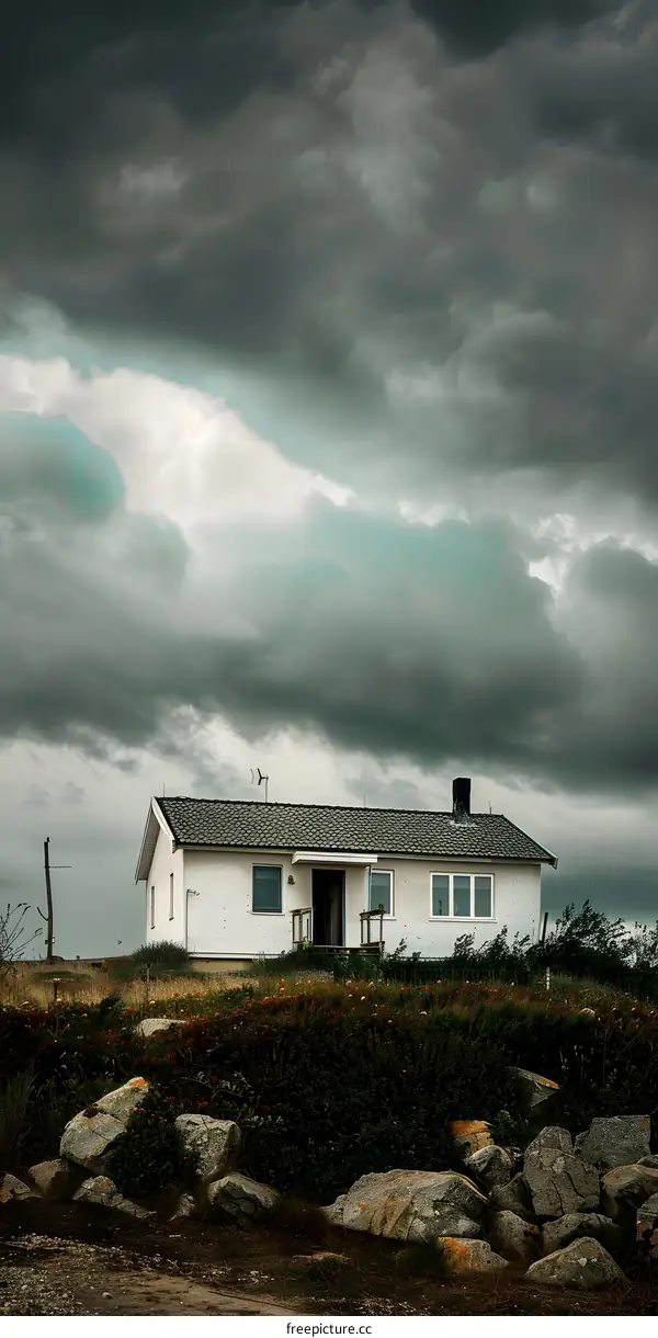 White House Under A Stormy Sky