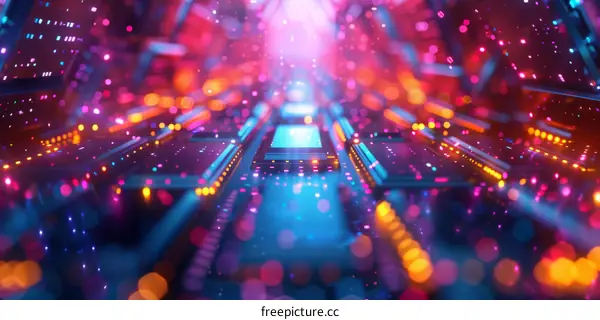 Neon Glowing Technology Abstract Background