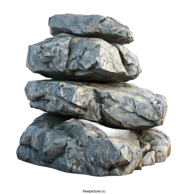 [Transparent Background PNG]Stack of gray rocks isolated on black