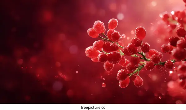 Red Berries with Water Drops in a Romantic Setting