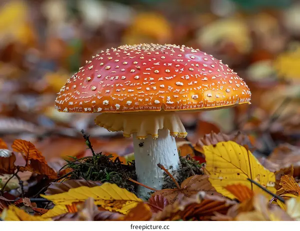 Vibrant Red Mushroom in the Woods