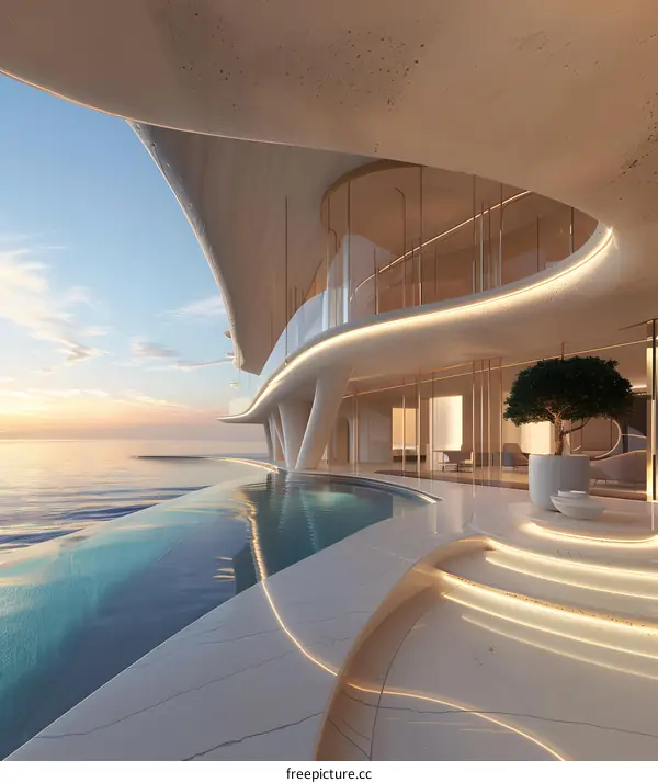 Modern Architecture with Infinity Pool and Ocean View
