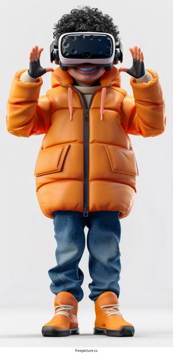 Virtual Reality Experience: Young Boy with Headset