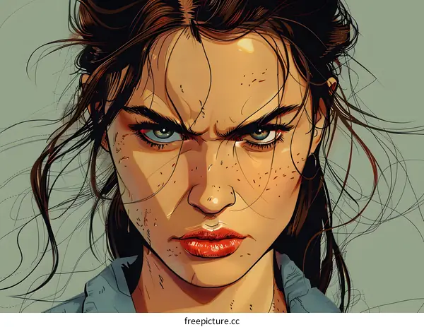 portrait of a young woman with brown hair and green eyes