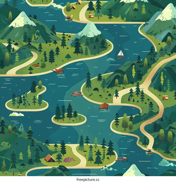 Winding River Through Forest Landscape