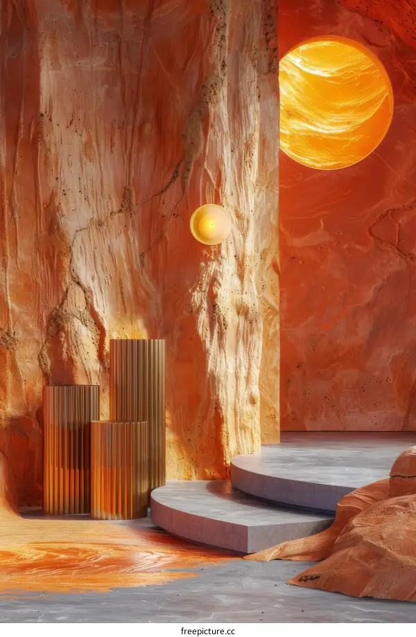 Orange Aesthetic Podium Background