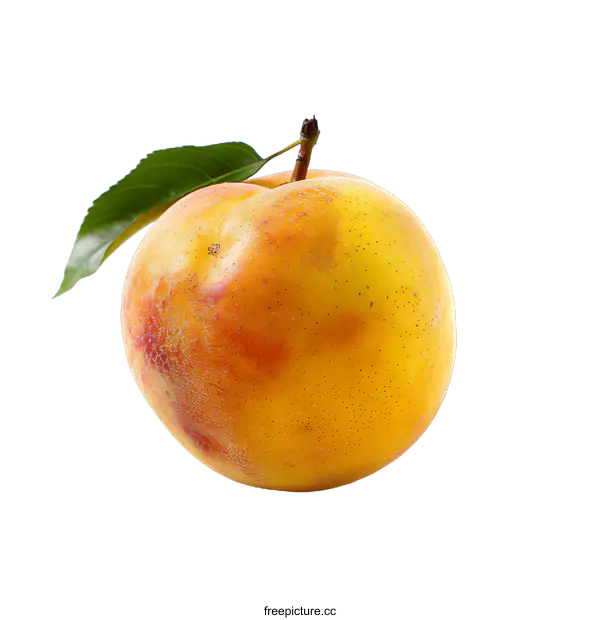 [Transparent Background PNG]Single Yellow Plum with Leaf