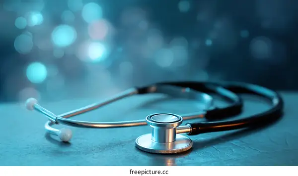 Medical Stethoscope on a Blue Background