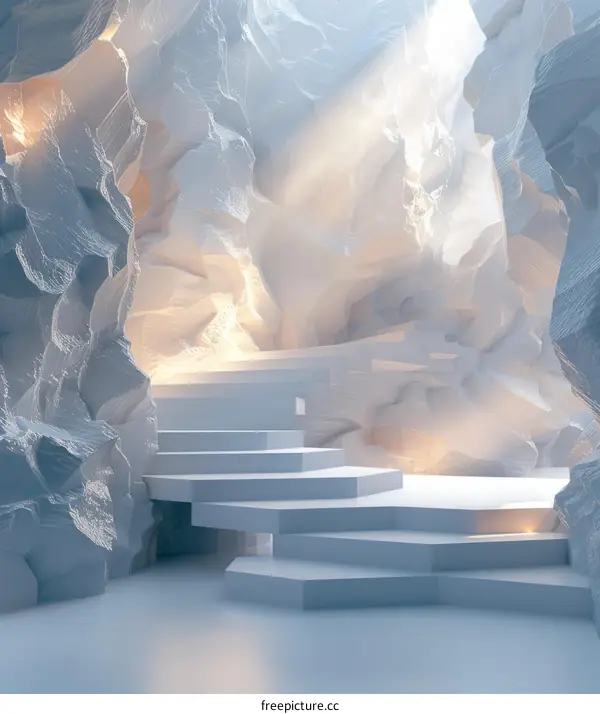 Mystical Cave Podium with Sunbeams