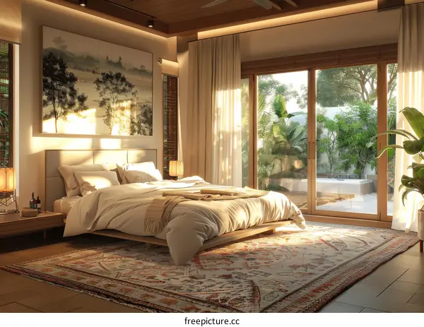 Cozy Bedroom with Tropical Garden View