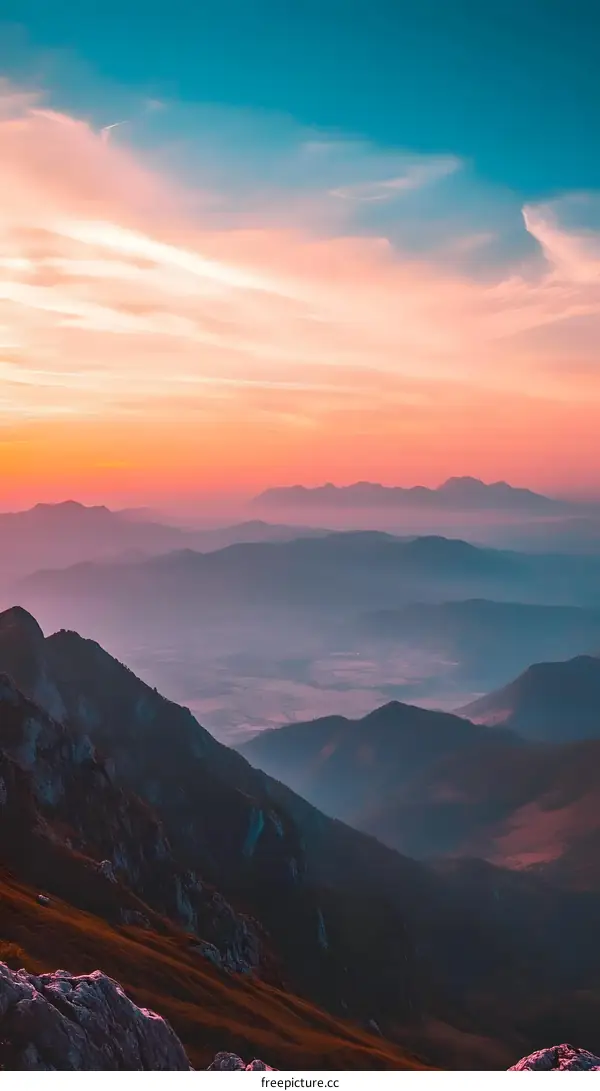 Mountain Ranges at Sunset