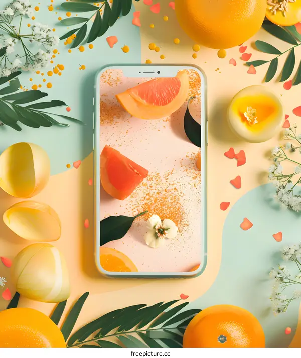 Summer Phone Screen with Pink and Orange Fruit