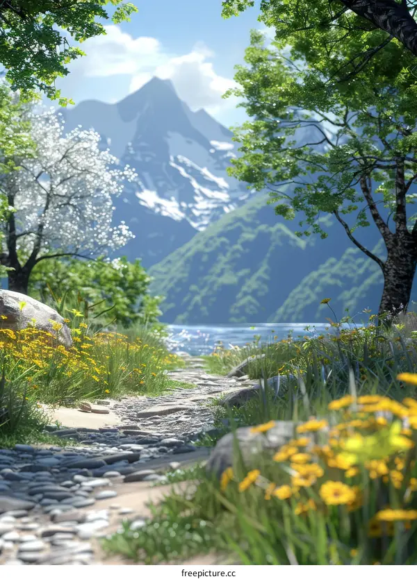 Pebbled Path through a Forest Clearing