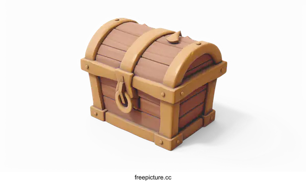 [Transparent Background PNG]Wooden Treasure Chest Illustration