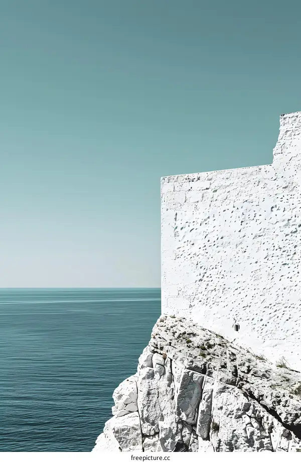 White Wall on a Cliff Overlooking the Sea