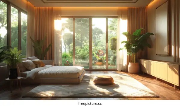 Bedroom with Tropical Garden View