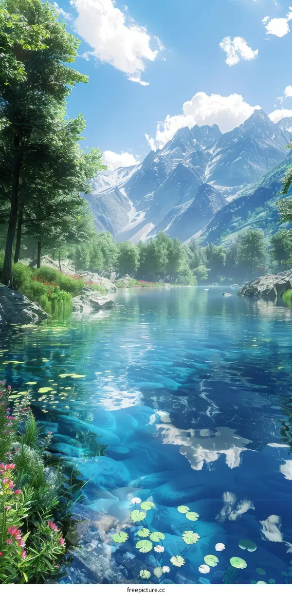 Tranquil Mountain Lake Landscape