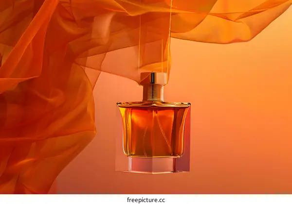 Orange Fabric with Perfume Bottle