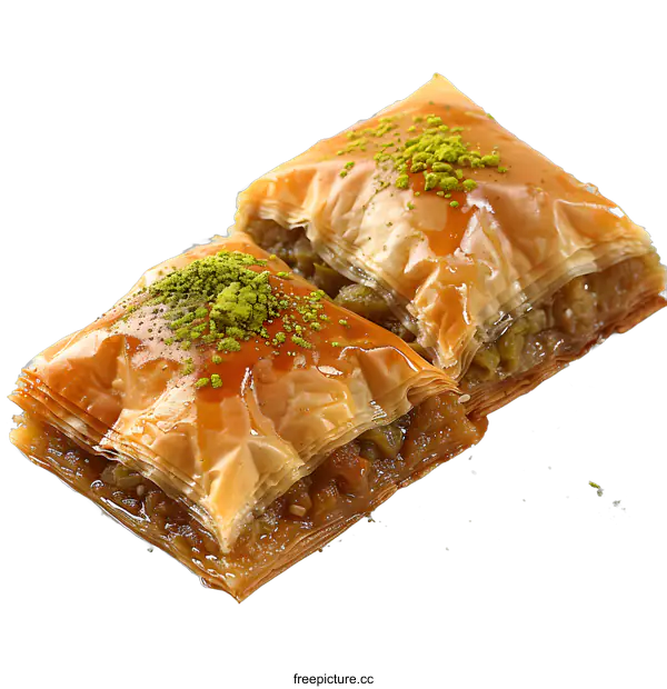 [Transparent Background PNG]Two pieces of baklava on a white background