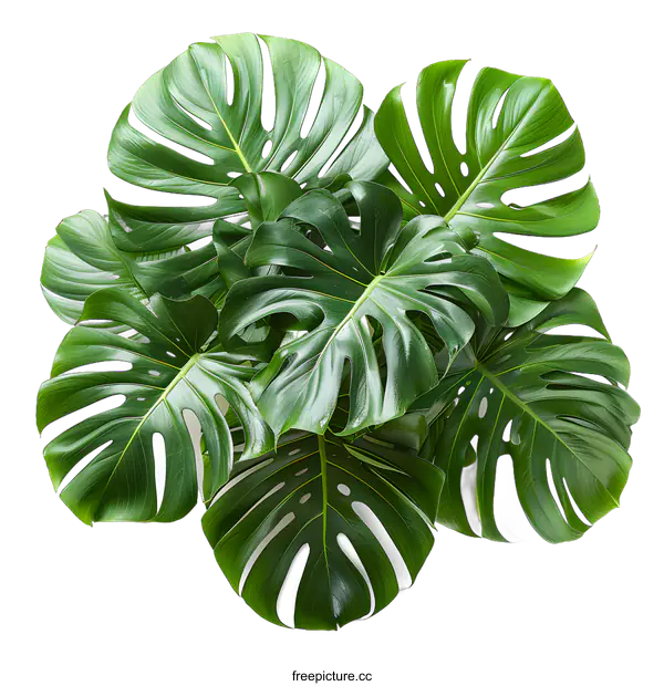[Transparent Background PNG]green leaves of a tropical plant monstera