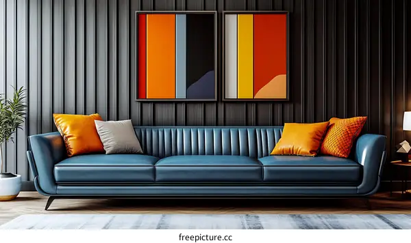 Modern Living Room Interior Design with Colorful Artwork