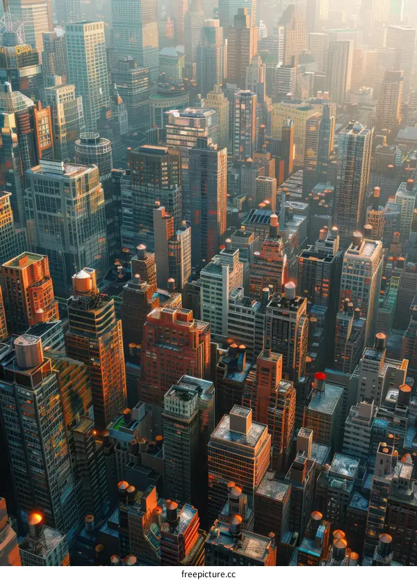 Aerial View of a Modern City Skyline