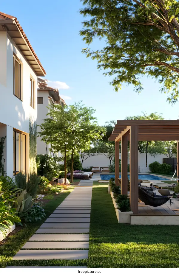 Modern Home with Backyard Patio and Pool