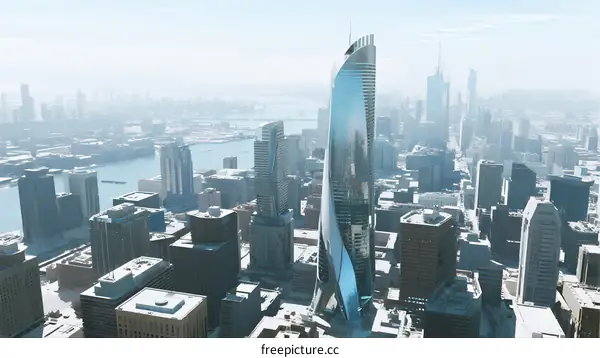 Modern Skyscraper Tower in Urban Metropolis with Cityscape