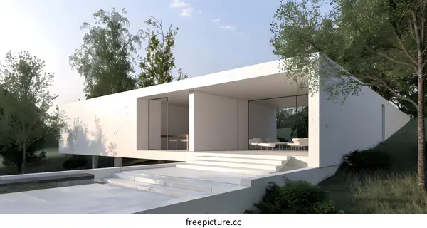 Modern Minimalist House with Glass Walls and a Pool