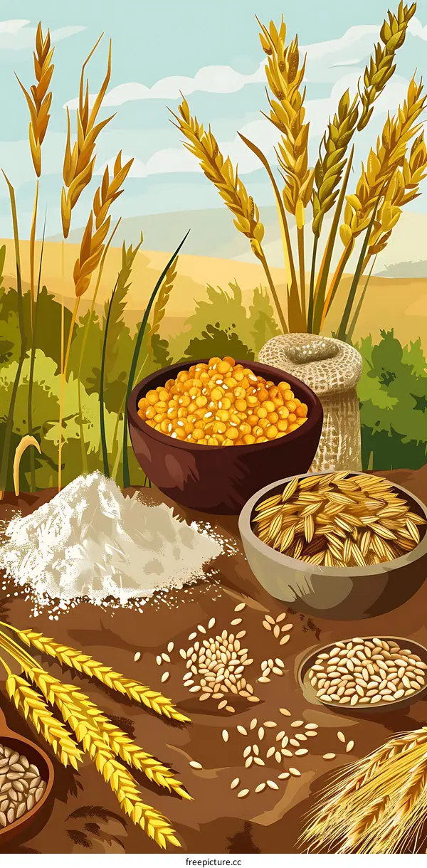 Wheat Flour Grains Illustration