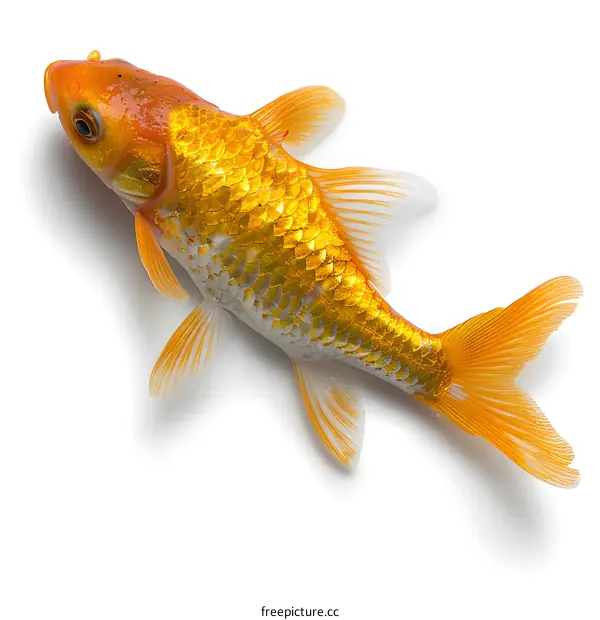 A studio shot of a goldfish