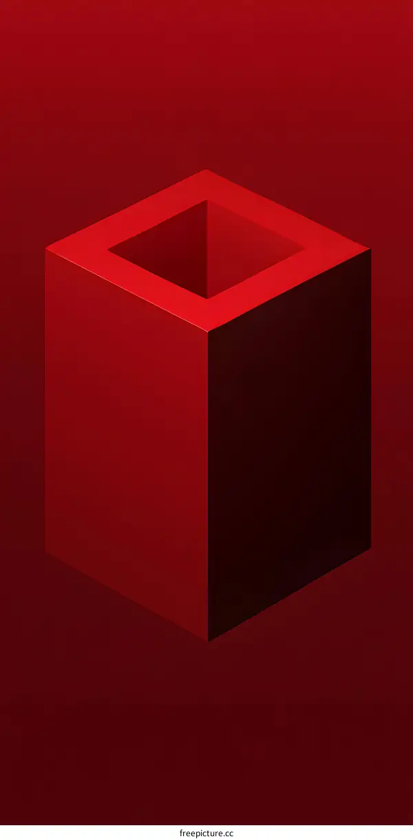 Red Cube Abstract Geometric Shape Minimalist Background