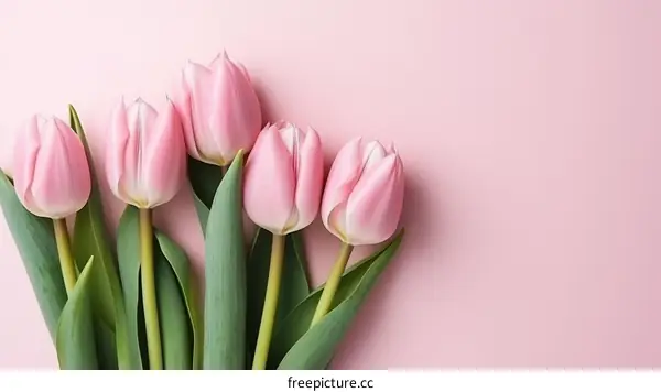 Pink tulips on a pink background