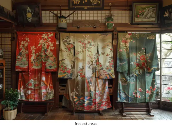 Elegant Kimonos at an Art Exhibition
