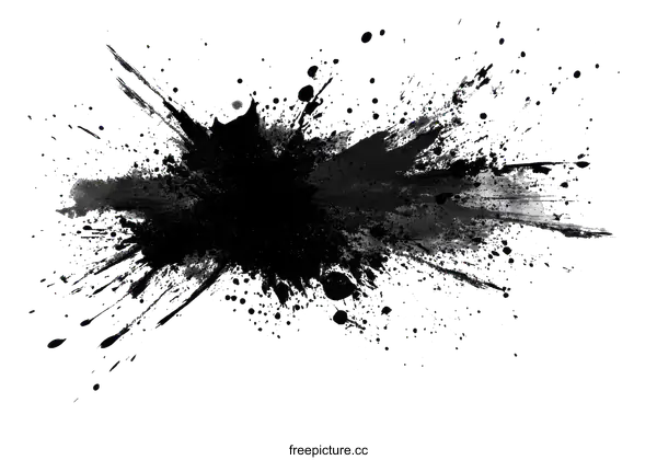 [Transparent Background PNG]Abstract Ink Splatter Artwork on White Background