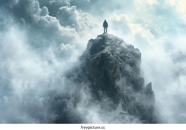 Man standing on the top of a mountain
