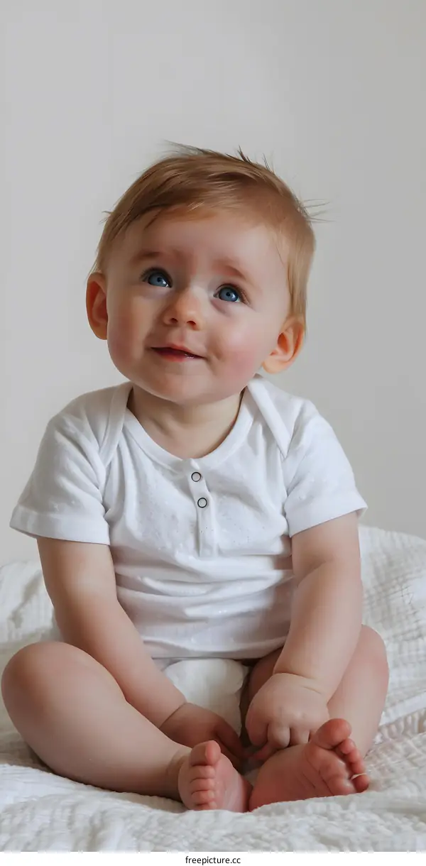 Baby in White Onesie