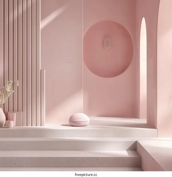 Minimalistic Pink Room and Speaker 3D Render