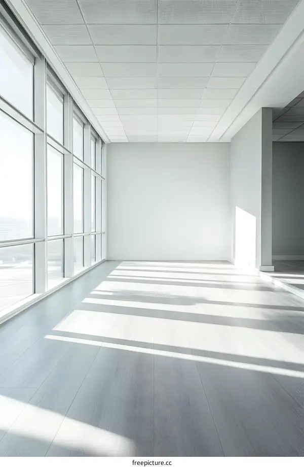 Empty Modern Office Space with Large Windows