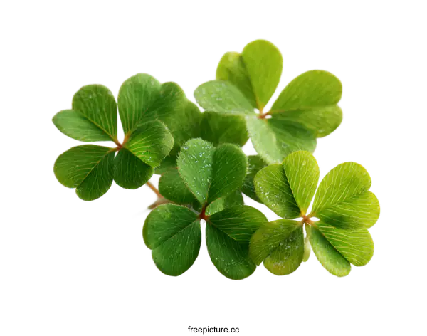 [Transparent Background PNG]Close-up of Fresh Clover Leaves