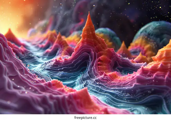 Abstract Mountain Landscape in Vivid Colors