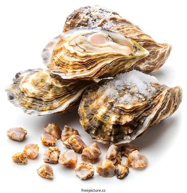 Fresh Oysters on White Background