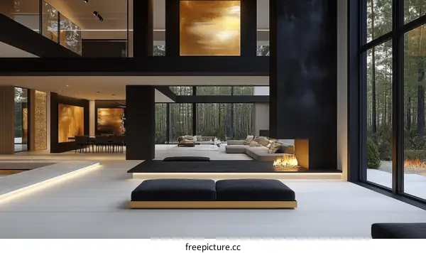 Modern Luxury Home Interior Design with Large Windows