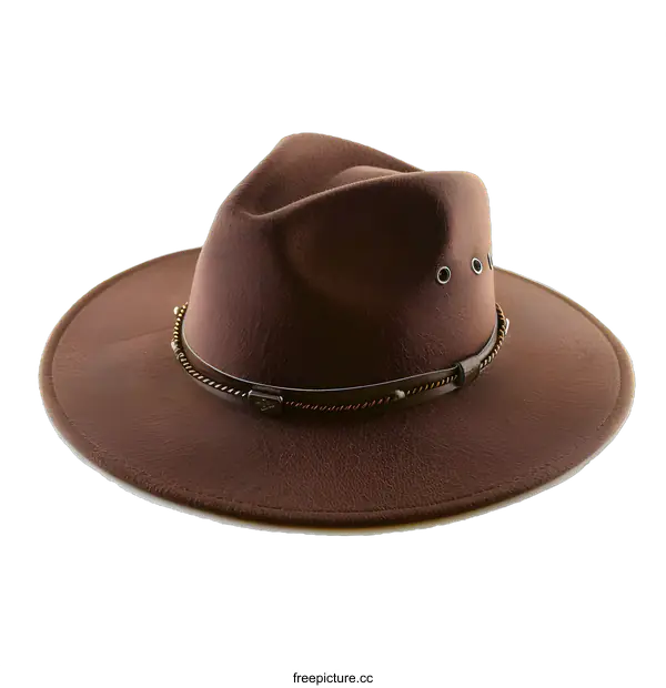 [Transparent Background PNG]Brown Fedora Hat With Leather Band